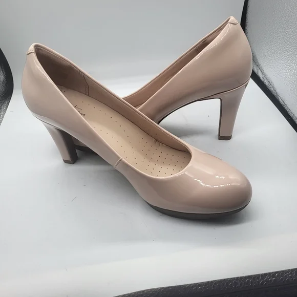 Clark's Collection Champagne Pink Platform Heels Sz.8 - Picture 12 of 12